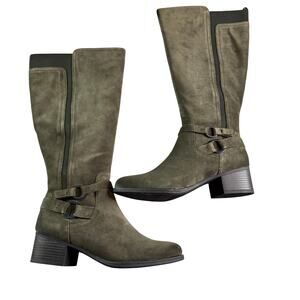 Naturalizer Kiana Wide Calf Knee High Boots Dark Forest Green Riding Comfort 8.5